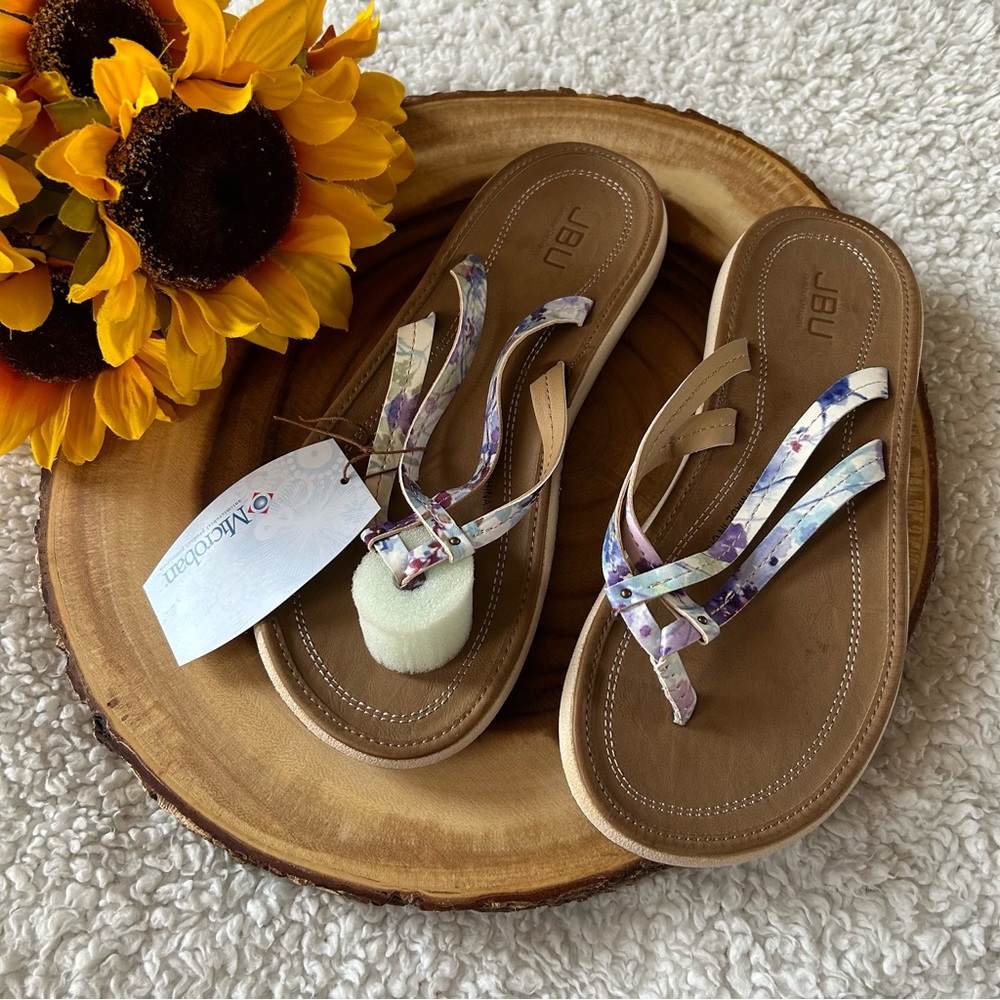 JBU by Jambu Baltimore Floral Vegan Leather Flip Flops Women’s Size 7M